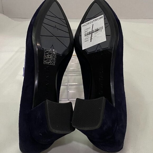 Aquatalia Made in Italy Navy Suede Block Heel Pumps Women’s 5.5M - Picture 4 of 12